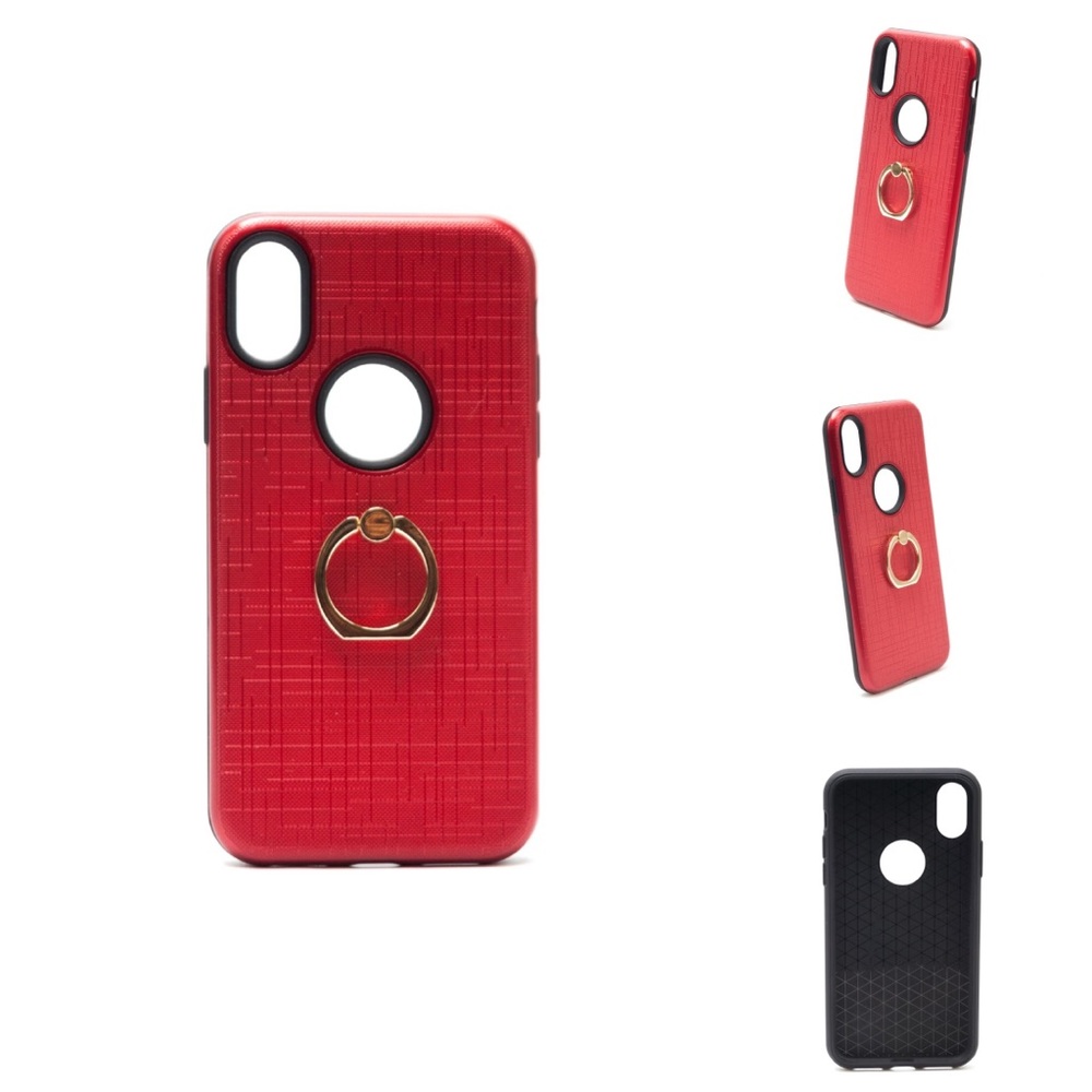 Red Etch Gold Ring Stand case for iPhone 10 ❤️💛